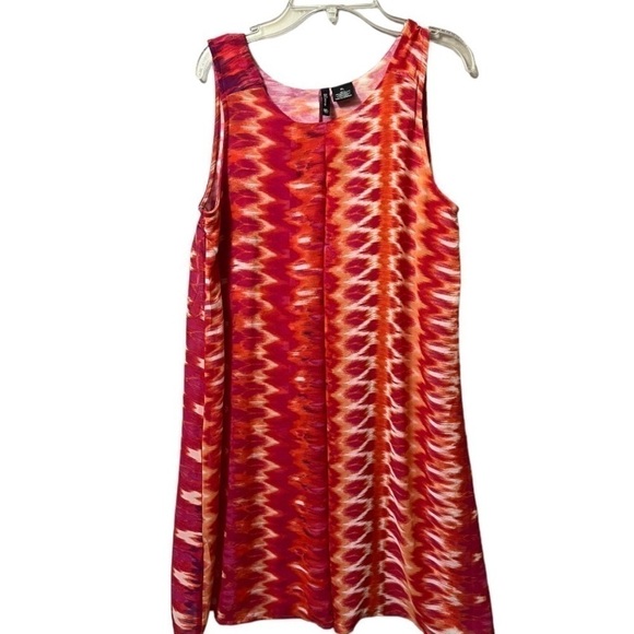 NEW direction TANK dress Ikat print with attached sheer vest size petite large - Picture 1 of 7